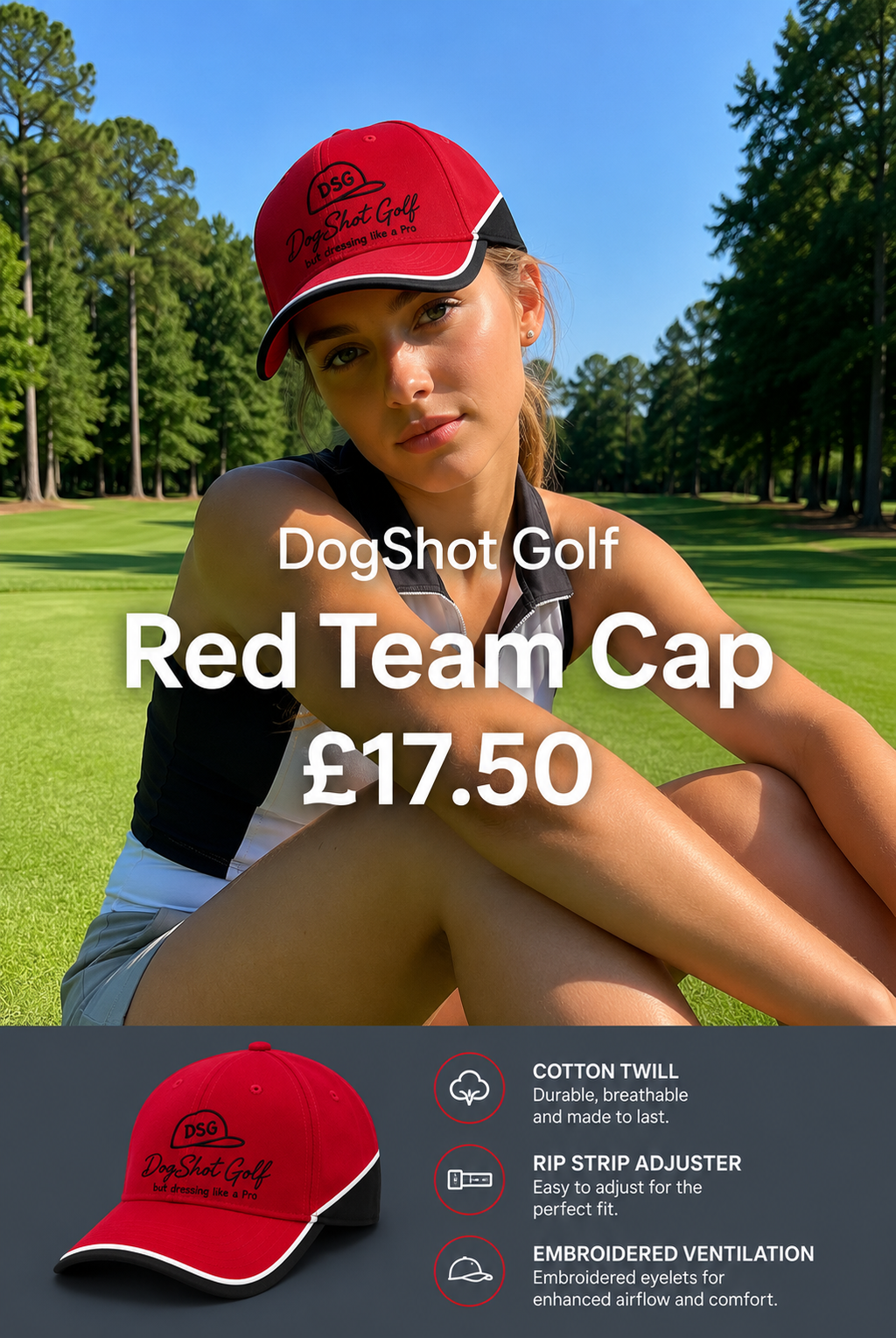 DSG Teamwork Golf Cap - Hell-Raiser Red / Black / White
