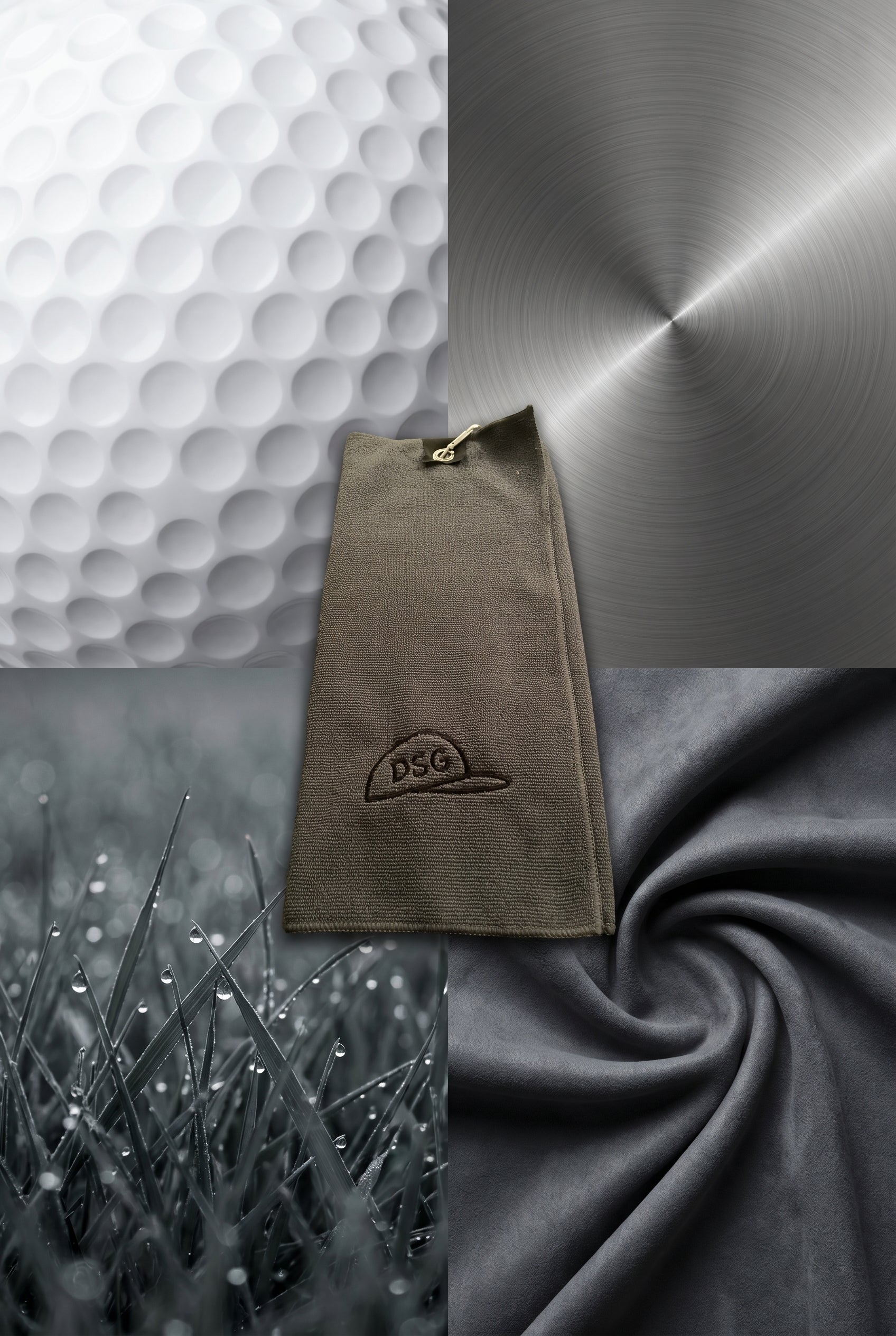 DSG Microfibre Tri-fold Golf Towel - Gunmetal Grey