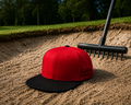 Flat Peak Cap - Hell Red with Black Peak and Green Under-bill.