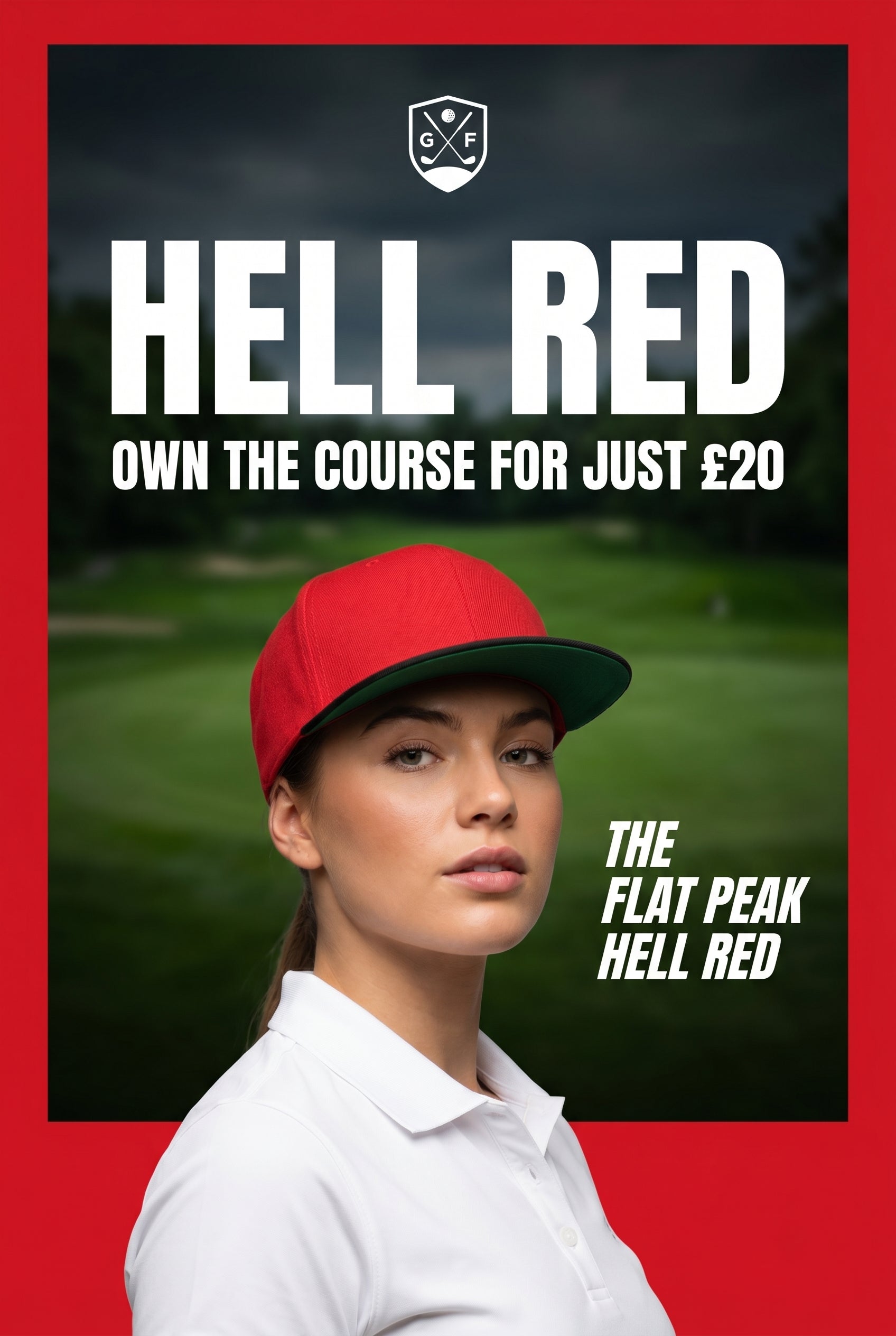 DSG Flat Peak Cap - Hell Red with Black Peak and Green Under-bill.
