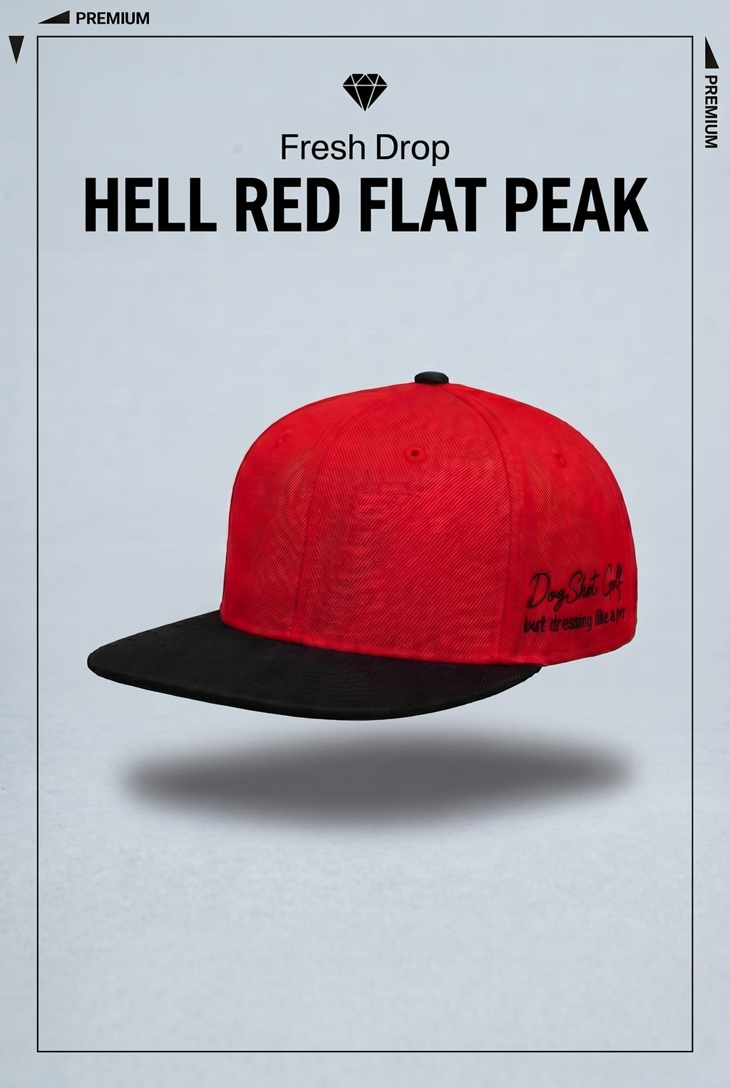 DSG Flat Peak Cap - Hell Red with Black Peak and Green Under-bill.