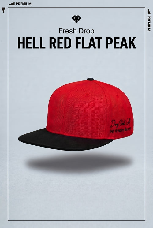 DSG Flat Peak Cap - Hell Red with Black Peak and Green Under-bill.